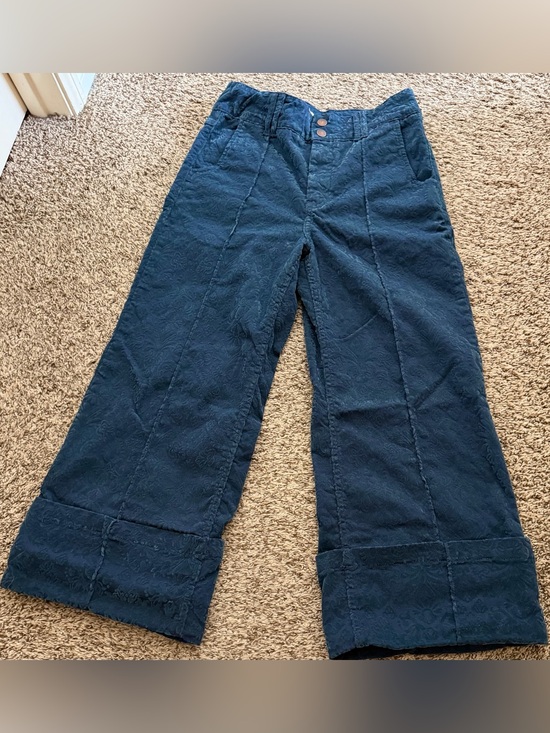 Pilcro Pants - Pilcro Navy Textured Wide Leg Cuffed Pants size 29